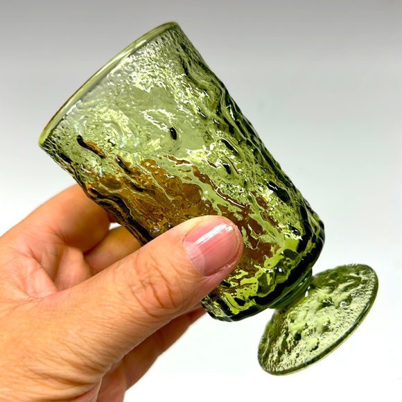 Vintage Anchor Hocking “Lido Milano”set of 2 small green footedglasses - Picture 2 of 7